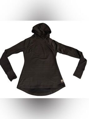 Fila Sport Hoodie Womens XS Black Athletic Pullover Thumbholes Light Activewear
